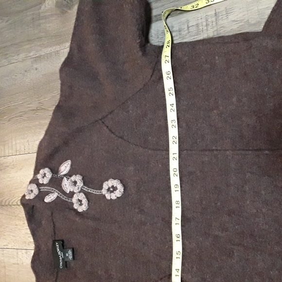 Brown Wool Cardigan with Tie Waist By Cynthia Rowley 3X - Picture 8 of 9